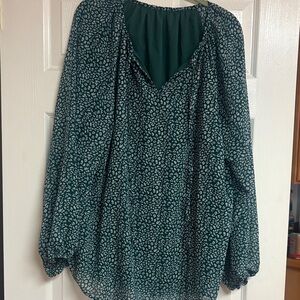 Green Patterned Women's Top